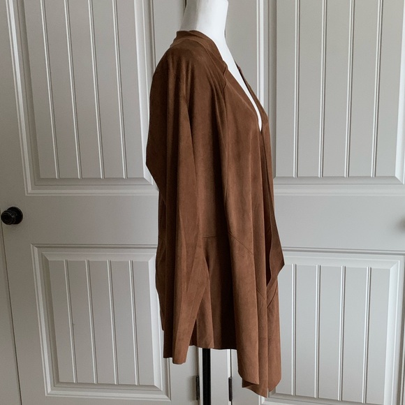 Faux Suede Drop front Jacket - Picture 3 of 5